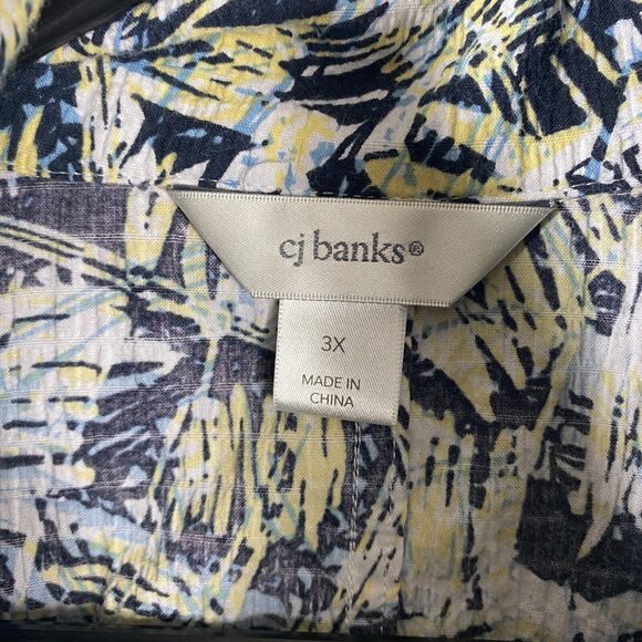 CJ Banks Jacket MultiColor Flower Zip-Up Jacket Blouse Drawstring Collar Size 3X - Picture 3 of 9